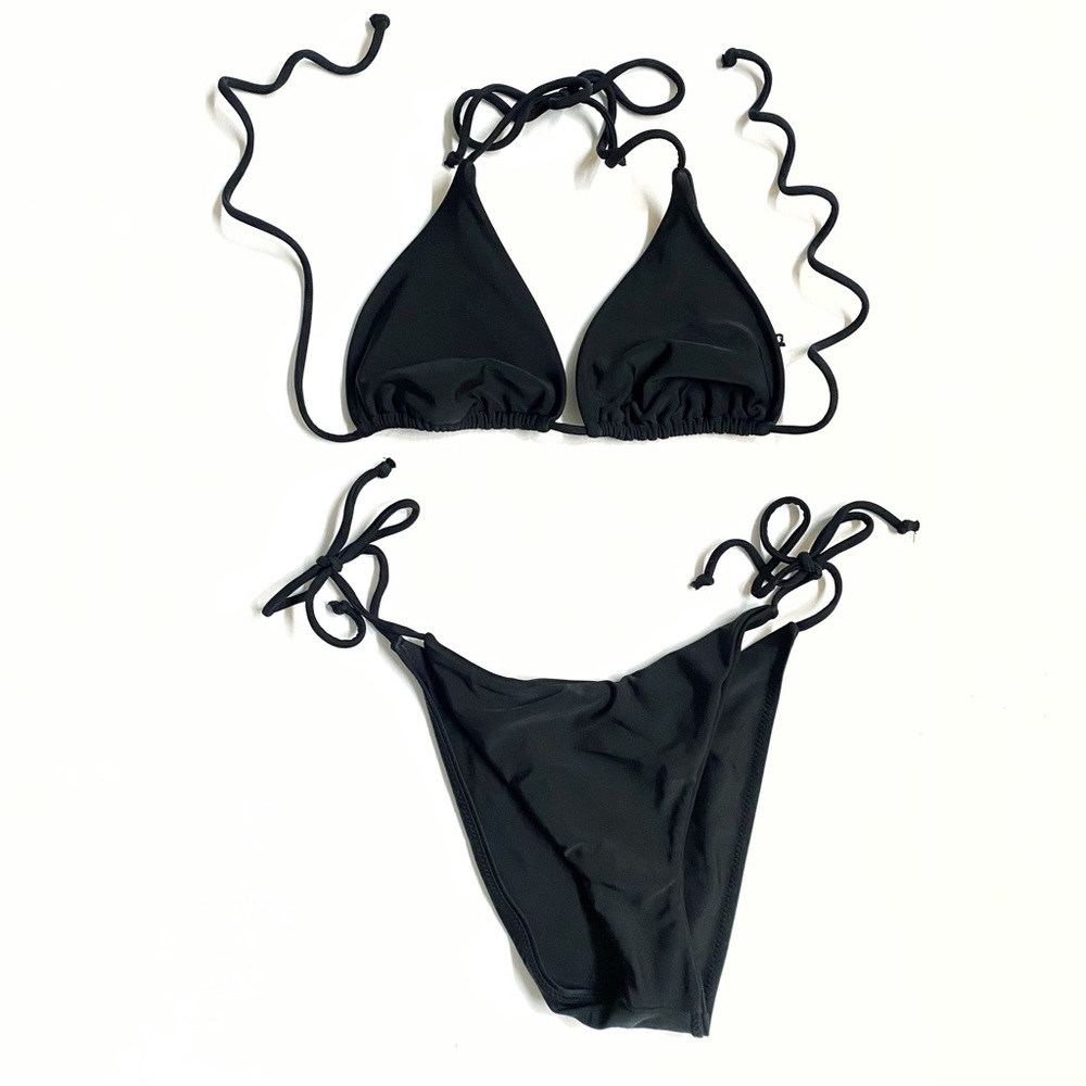 Gigi C Josie Kira Black Triangle String Halter Si… - image 1